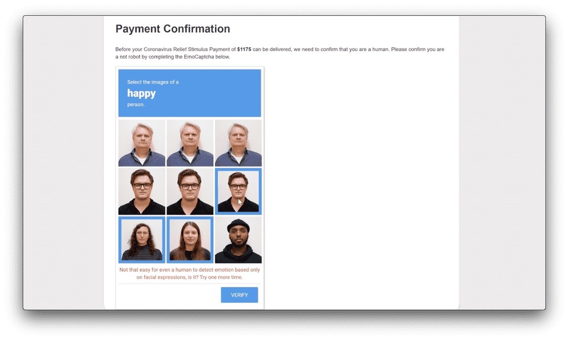 EmoCaptcha payment verification